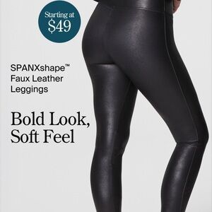 Spanx faux leather leggings in  black